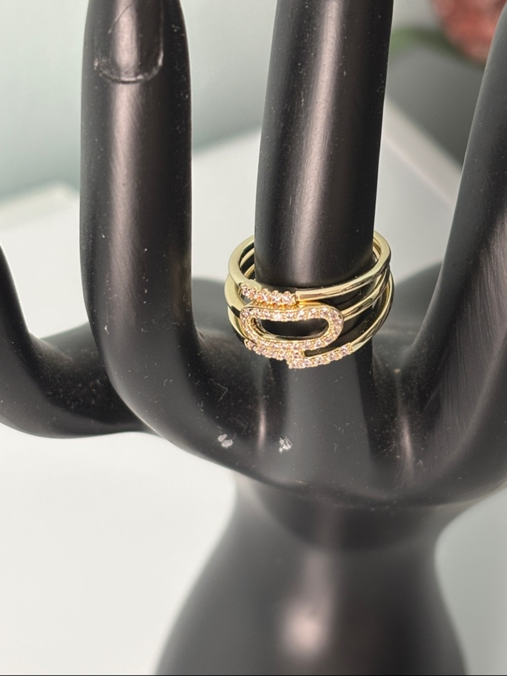 Adina Eden Gold Pavé Link Stackable Ring - Women's Jewelry